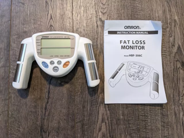 Omron Handheld Body Fat Loss Monitor White with Manual Box HBF-306 Tested  Works