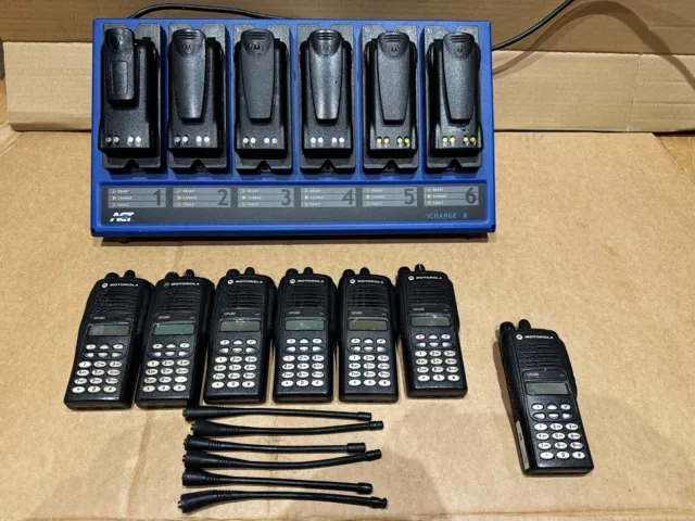 7 x Motorola GP680 4 Watt 2 Way UHF Commercial Radios + ACT ICharge Charger