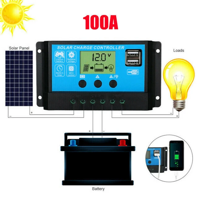 Solar Laderegler 12V-24V 100A MPPT Solar Photovoltaik Laderegler Daul