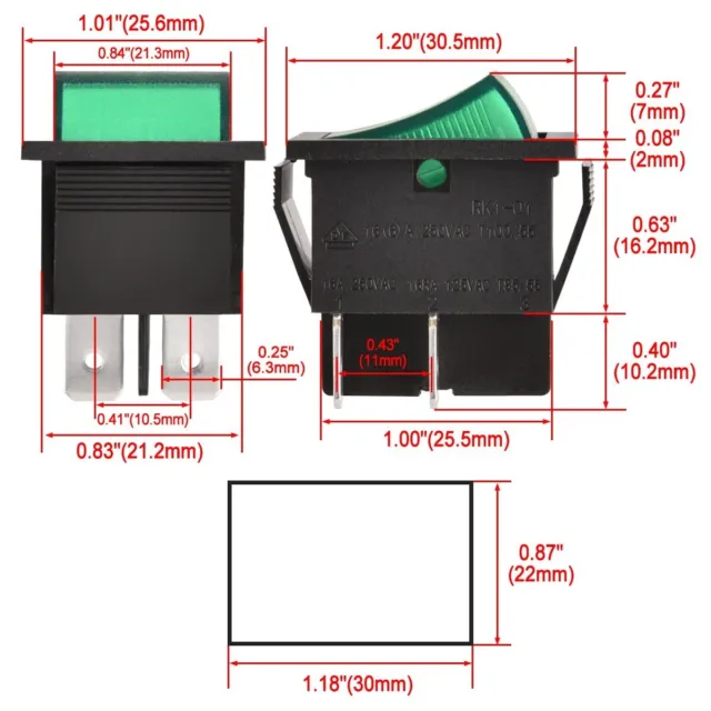 Switch for Foster  On / Off Green Rocker Fridge Grill Steamer Heated Display 2