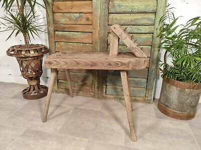 Antique 19th Century Primitive Saddlers Flax Comb Work Bench Stool 5