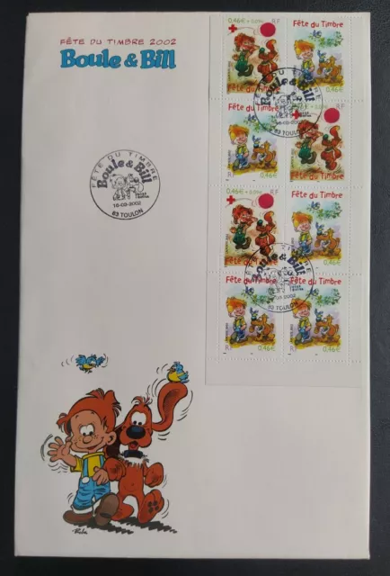 GD Enveloppe Premier Jour timbre N°BC3467A Carnet 2002 Boule et Bill Toulon