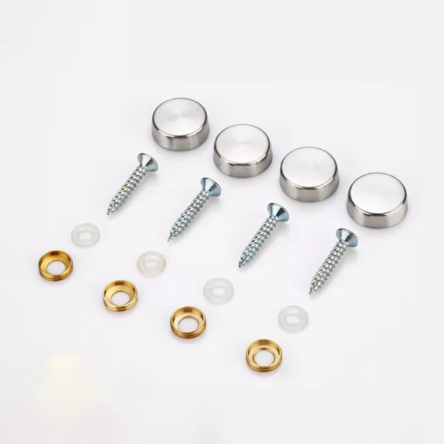 Mirror Screws Cap Screw Brass Chrome 10mm -25mm Decorative Cover Caps Disc Plate 3