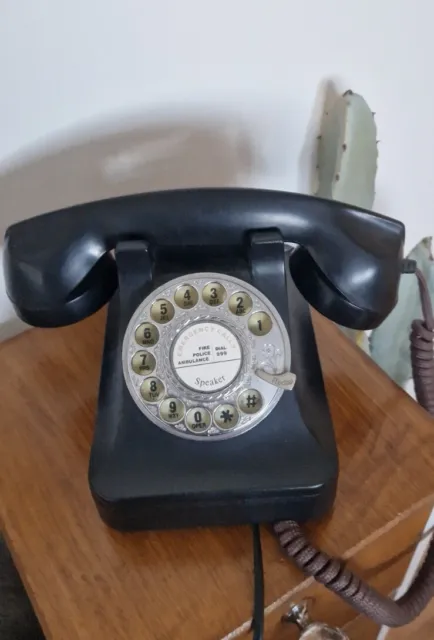 Vintage Steepletone black rotary dial telephone - model STP121 - working