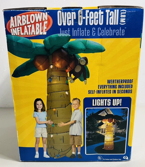 NEW 2004 GEMMY Airblown Inflatable Christmas Palm Tree W/ Monkey
