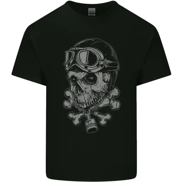 T-shirt top Biker Skull Rider moto da uomo cotone