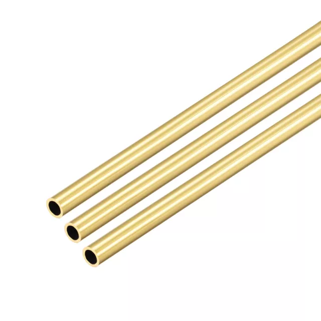 Laiton Tuyau 300mm Long 0.5mm Mur Sans Soudure Droit Tube 3.5mm OD x 0.5mm 3Pcs