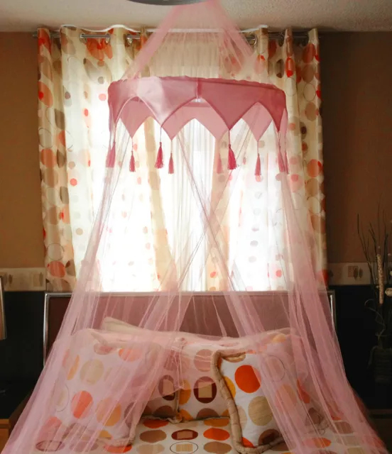 Beautiful Pink Mosquito Fly Canopy Net Netting For Single Double King Size Bed