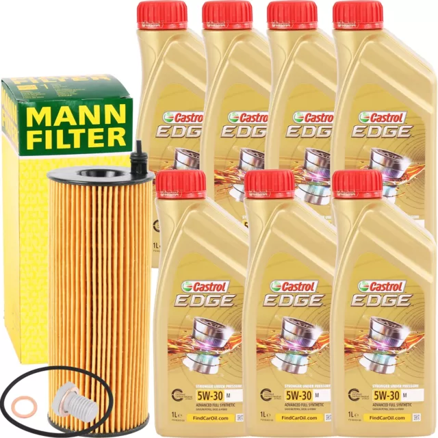 MANN ÖLFILTER + 7 LITER CASTROL EDGE 5W-30 M MOTORÖL für BMW LONGLIFE-04 5W30