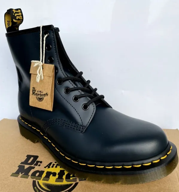 DR. MARTENS NAVY Blue 1460 Smooth Leather Lace Up Boots Size Uk 13 Eu ...