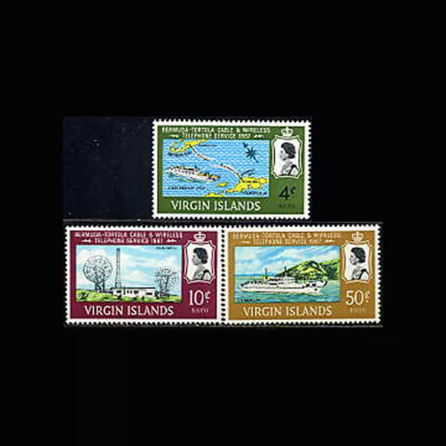VIRGIN IS, Sc #183-85, MNH, 1967, Telephone Communications, Ships, Maps