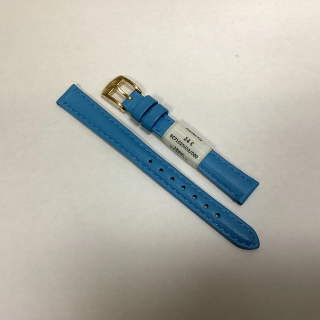 Bracelet De Montre ZRC En Cuir Grain Lézard - 14mm - Bleu Ciel - Neuf Avec étiquettes