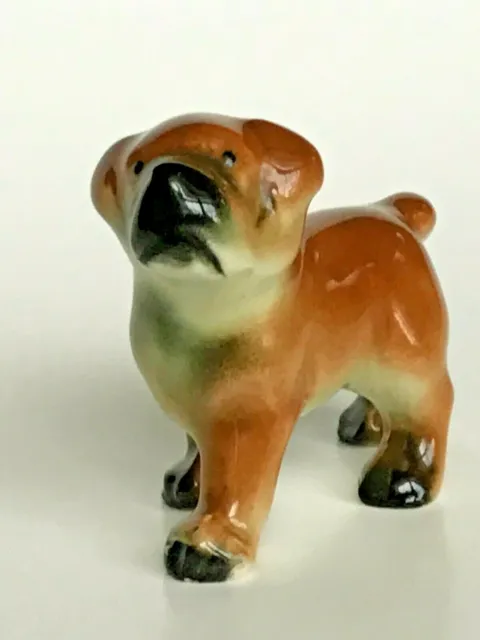 Dog Figure Figurine Ceramic Porcelain Small 1-7/8" x 2-3/4"