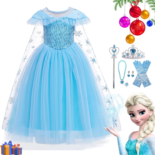 Girls Kids Princess Frozen Fancy Dress Up Elsa Cosplay Costume Party Christmas