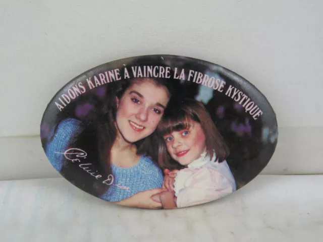 Vintage Celine Dion Pin - Cystic Fibrosis Canada Pin - Celluloid Pin