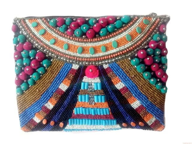 2pc OOAK Unique Vintage Handmade Clutch Indian Ethnic Banjara Sling Purse Bag
