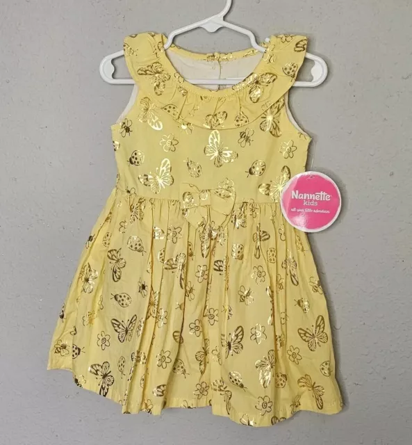 Nannette Toddler Spring Easter Dress Yellow Gold Size 2T