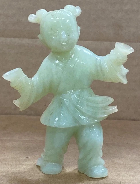 Antique Chinese Hetian Jade Boy 4" Carving.