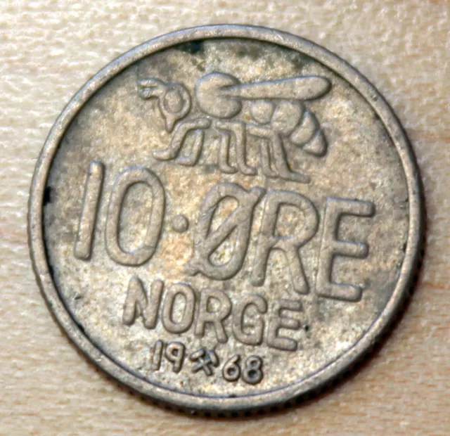 1968 Norway 10 Ore Honey Bee