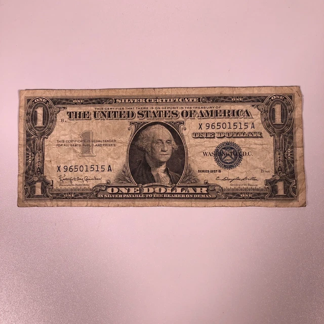1957 silver certificate one dollar bill blue seal series b