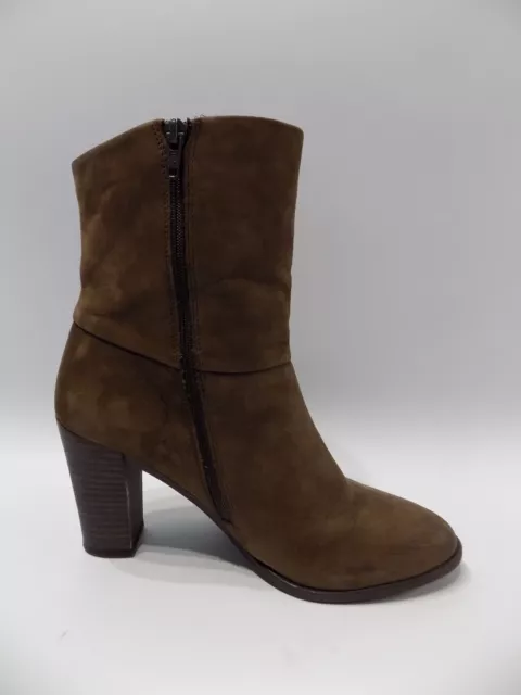 Brown Ankle Boots JONES BOOTMAKER Size 7 Block High Heeled Nubuck Leather