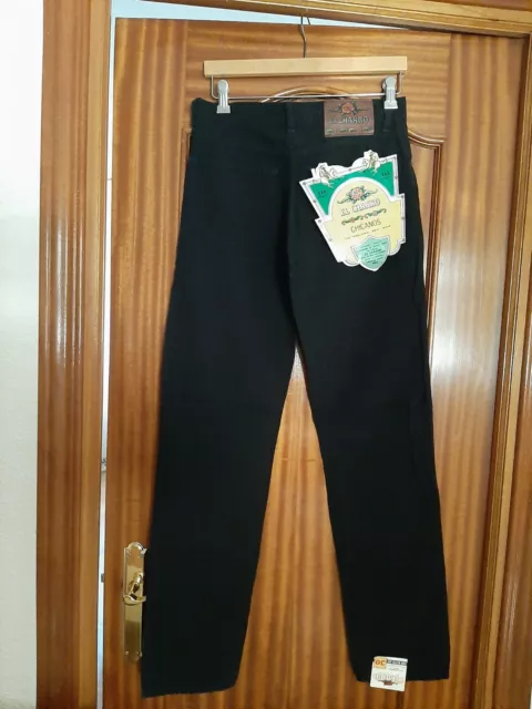 Pantalón Vaquero marca El Charro talla 30 tejido gabardina rectos unisex negro