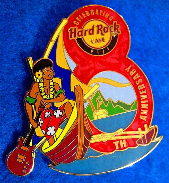 FIJI 8TH ANNIVERSARY FIJIAN ISLANDER OUTRIGGER CANOE Hard Rock Cafe PIN LE100