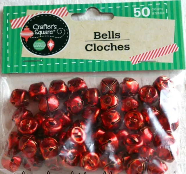 Campanas cuadradas de metal Crafter's artesanías navideñas rojas 1/2" nuevas en paquete