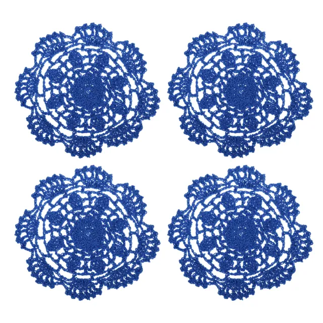 Tessuto Sottobicchieri,4pz 5" con Motivo Floreale per Decor (Blu marino Blu)