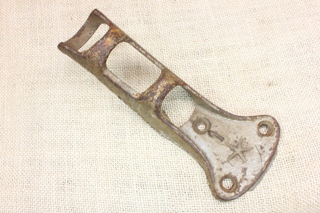 Old 1" Flag Pole Bracket Banner Support Vintage Cast Iron Silver Paint Rustic
