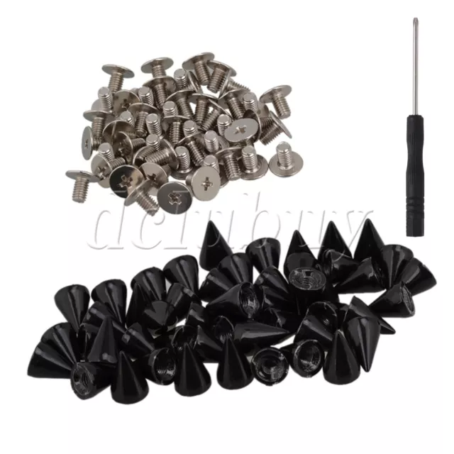 2 Sets Punk Black Alloy Rivet Studs Pyramid Spikes for DIY Decoration