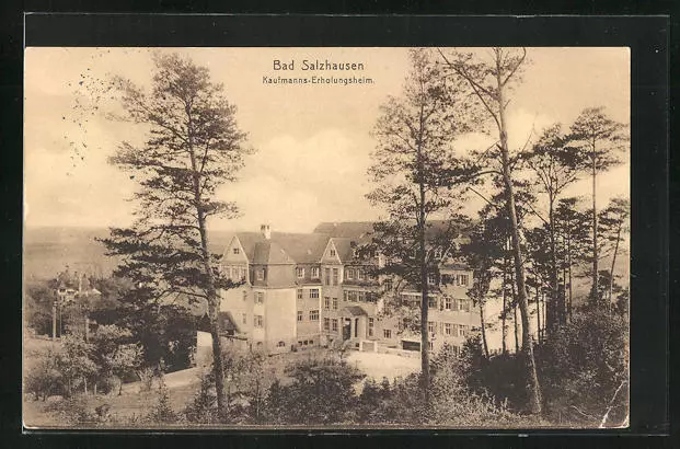 Ansichtskarte Bad Salzhausen, Blick zum Kaufmanns-Erholungsheim 1915