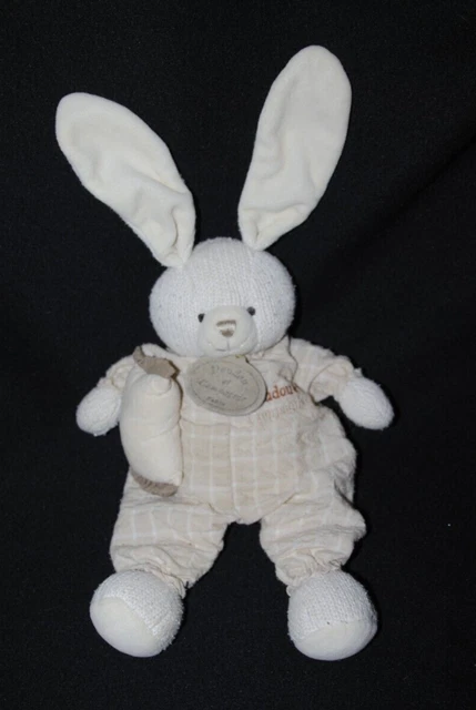 Peluche lapin beige DOUDOU ET COMPAGNIE coussin 25/37 cm TTBE