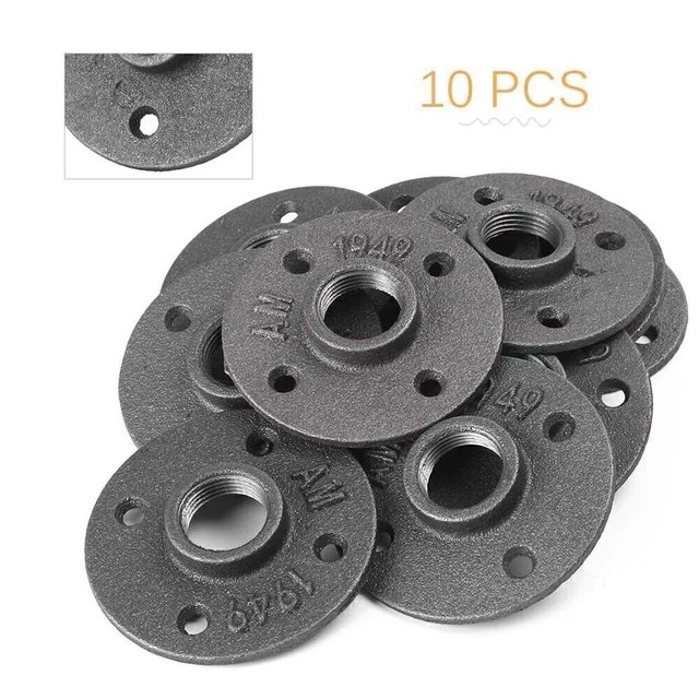 10x 3/4" Malleable Threaded Floor Flange Iron Pipe Fittings Wall Mount Black
