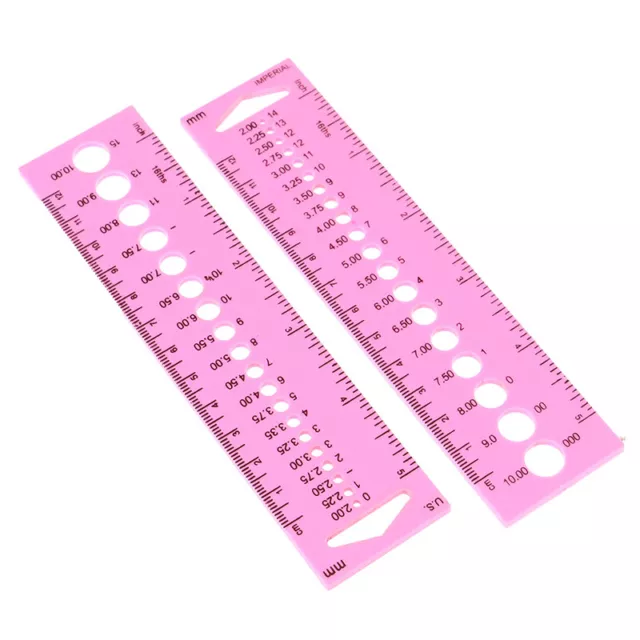 2X All In One Measure Ruler For Knitting Needles 2.0-10.0mm Crochet hook MeaI:MF