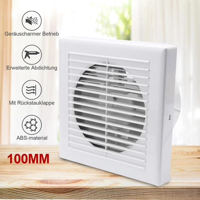 Ventilatore da bagno, 100 mm, 12 W, silenzioso, con valvola di ritorno, [< 34 dB – 2200 UPM, 95 m³/h, IPX2, ventilatore da parete con cavo di alimentazione da 3 m Ventilatore da bagno, 100 mm, 12 W, silenzioso, con valvola di ritorno, [< 34 dB – 2200 UPM, 95 m³/h, IPX2, ventilatore da parete con cavo di alimentazione da 3 m