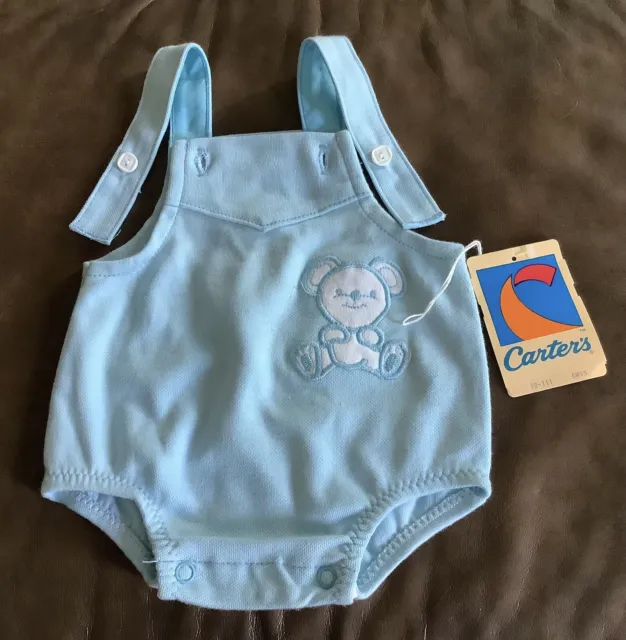Vintage Carters Baby Boy Clothes Clothing Teddy Bear Romper Overalls 6 M Nwt