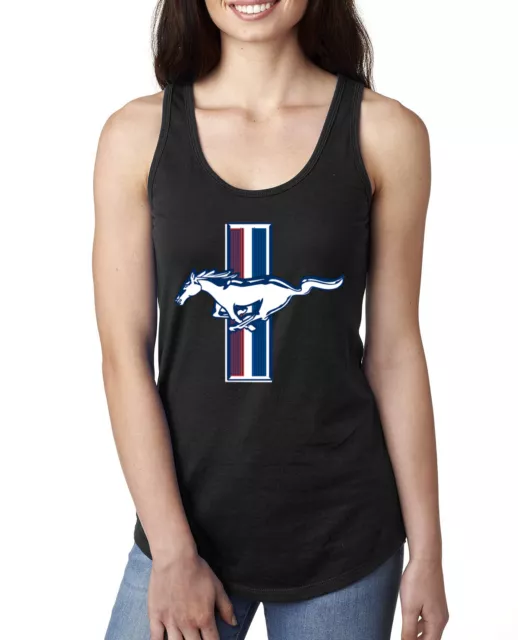 Ford Mustang Retro Vintage Logo Classic Bar CarsTrucks Women Racerback Tank