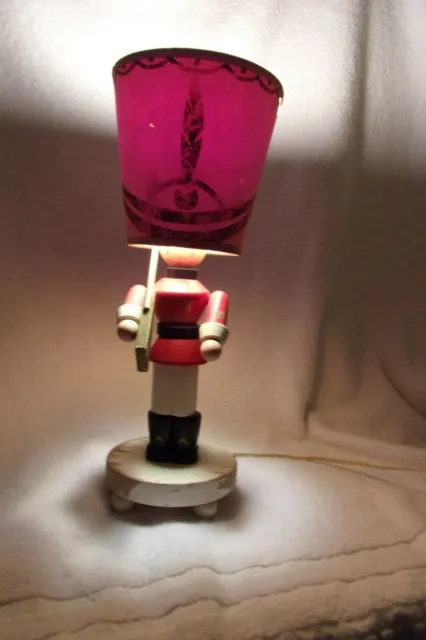Nursery Plastics Vintage Lamp Wooden Toy Soldier w/Original Shade WORKS