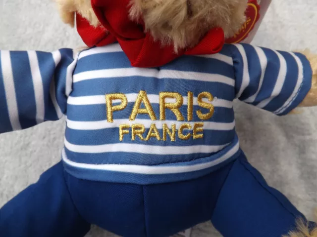 Keel Toys Teddy Bear Paris France Red Beret  Striped top Plush souvenir New 26cm 3