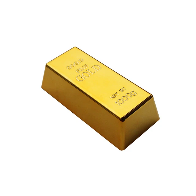 Gold Bar 1 KG Door Stopper Brick Fake Golden Bullion Real Look No Slip Soft Stop