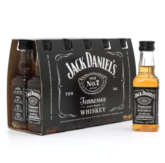 Geschenk-Pack 10 x Jack Daniels Old No.7 5cl Miniatur PET-Flaschen je 0,05l