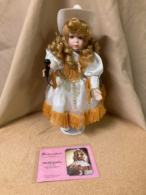 Porcelain Doll Paradise Galleries Delta Dawn Musical Wind-Up 14" Blonde Cowgirl