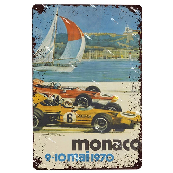 Targa in metallo vintage Grand Prix de France Rouens 1968