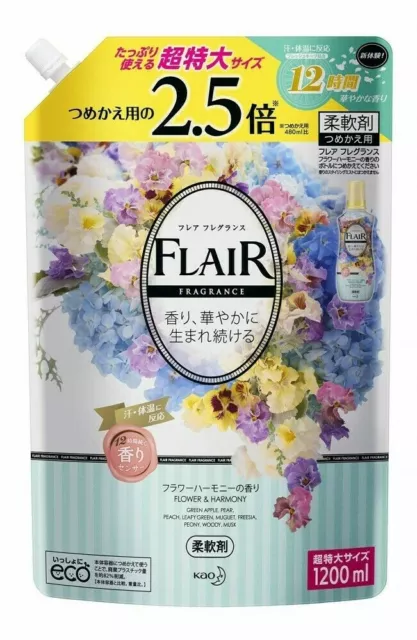 Suavizador de tela de lavandería Kao FLAIR FRAGANCIA flor y armonía 1200 ml relleno