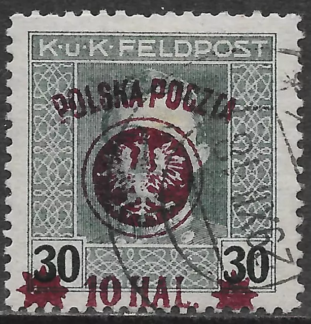 Poland stamps 1918 MI 22b Violet Ovpt  CANC  VF