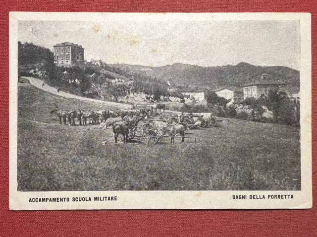 Cartolina - Accampamento Scuola Militare - Bagni della Porretta (Bologna) - 1915