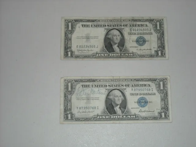 2 1935 One Dollar Silver Certificate  / 1 WITH MOTTO & 1 WITHOUT MOTTO