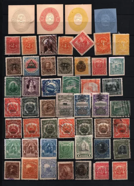 El Salvador 1890-1925 Set Of 52 Stamps Mint & Used/Hinged