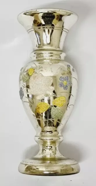 D0401 - Große Bauernsilber - Blumenvase - floral- Glitzer / 19. Jhd. - 21,4 cm